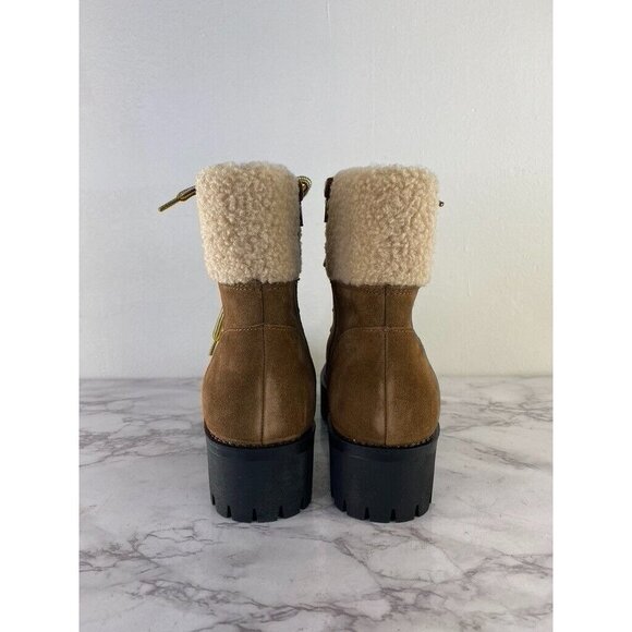 Steve Madden Women's Aniko Faux Suede Lace Up Ankle Boots 7.5 Chestnut Suede - Picture 8 of 8